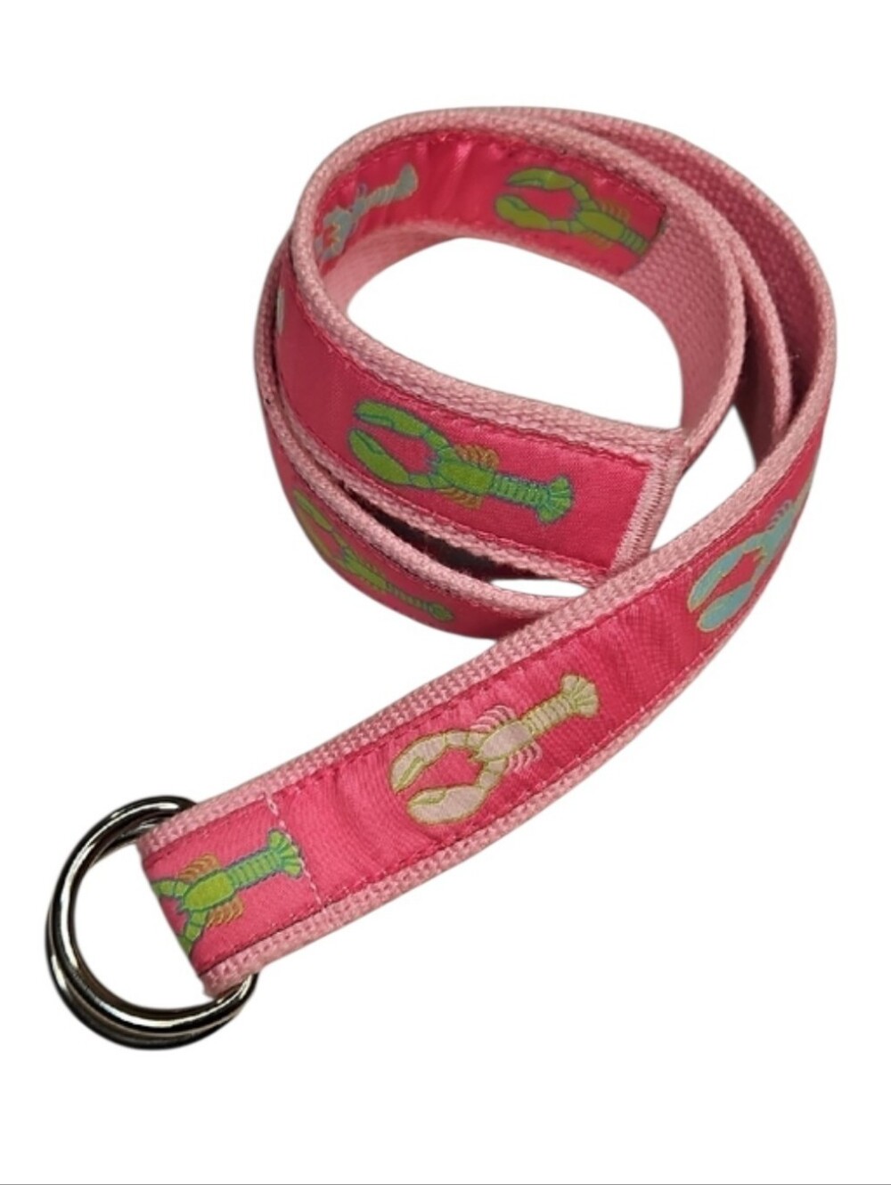 Liz Claiborne Pink Lobster D-Ring Web Belt